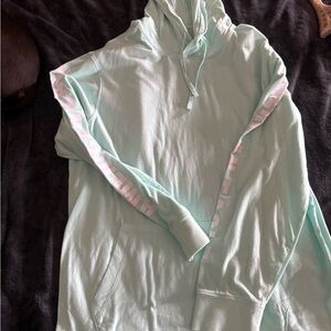 Mint Green Hoodie with Pink Lettering